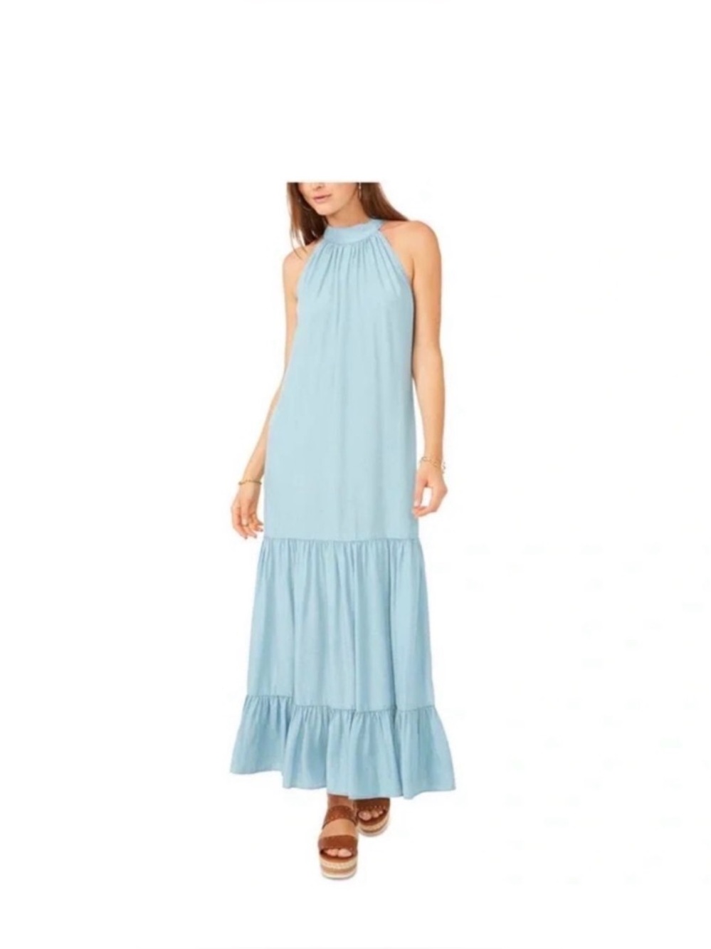 NWT Vince Camuto Light Blue Maxi Summer Dress - Sleeveless Halter